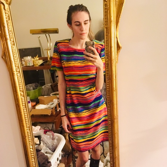 Vintage 80s Sag Harbor Rainbow Party Dress - Picture 7 of 14